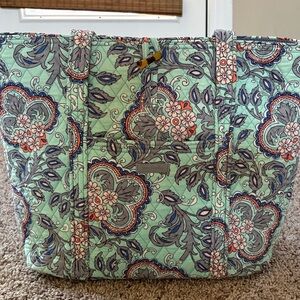 Vera Bradley Floral Tote Bag in Mint and Blue